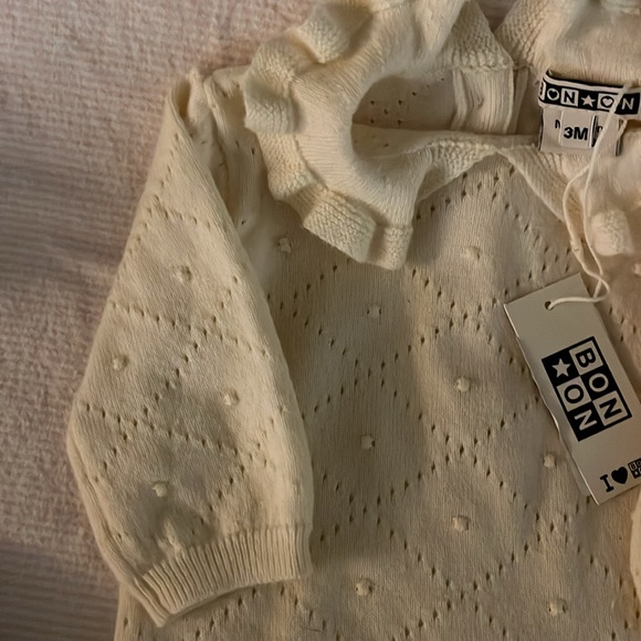 Bonton cream knit romper for baby size 3 months NWT - Picture 2 of 5